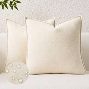 lot 9619 image: Kevin Textile Waterproof Decorative Pillow Covers Cream White 20x20 Inch Pack of 2 Soft Boucle Textured Throw Pillowcases Elegant Accent Pillows for Couch Sofa Chair Bed Home Decor Indoor Outdoor