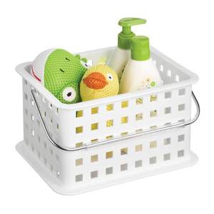 lot 9625 image: iDesign Portable Shower Caddy Basket with Handle for College Dorm or Bathroom - White - Made in USA