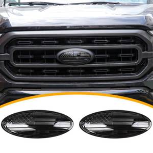 lot 10006 image: RERPRO 9.5 Front Grill Rear Tailgate Emblem Cover Trim Compatible with 2015-2023 Ford F150 Exterior Accessories Decor Overlay American Flag Oval Emblem Protector Decoration Decal 2 Pack