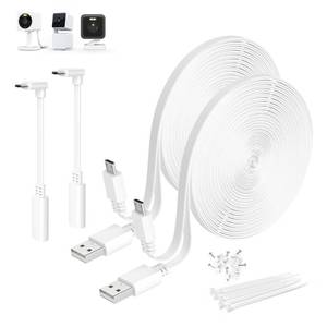 lot 10014 image: Basesailor for Wyze Cam V4V3 20ft Micro Power Extension Cable 2 Pack,6m Long Flat L Shaped USB to Micro USB Charging Cord for Wyze Cam Pan V3V2OG,Blink XTXT2 Security Camera Outdoor Indoor
