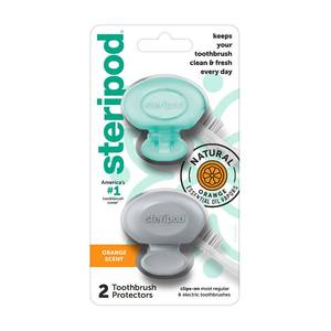 lot 10025 image: Steripod Clip-On Toothbrush Protector with Orange Essential Oils, Keeps Toothbrush Fresh and Clean, Fits Most Manual and Electric Toothbrushes,2 Count (Pack of 1)