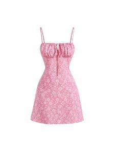 lot 10026 image: Floerns Womens Summer Floral Cherry Print A Line Short Cami Dress