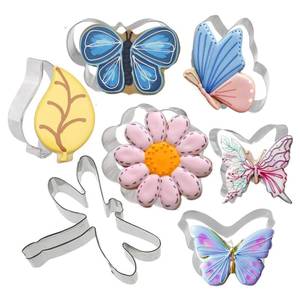 lot 10042 image: Pack of 7 Butterfly Cookie Cutter Set �� Stainless Steel Cookie Cutters Dragonfly Butterfly Flower Leaf Shaped for Holiday Bakeware Birthday Party DIY Baking Cake Party Decoration