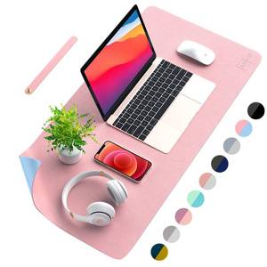 lot 10061 image: AFRITEE Desk Protector - Dual Side PU Leather Large Mouse Pad Waterproof Organizer Office Home Table Decor Gaming Writing Mat Smooth (Light BlueBaby Pink, 23.6 x 13.8)