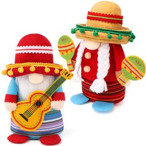 lot 10067 image: Ndeno 2PCS Fiesta Gnome Plush Decorations, Cinco de Mayo Tomte for Mexican Taco TuesdayTabletop Elf Gnomes Scandinavian Tiered Tray Decorations - (Mexican Gnomes)