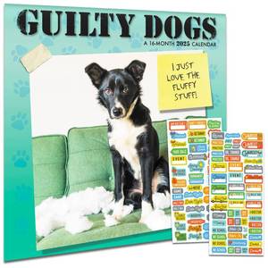 lot 10078 image: Guilty Dogs Calendar 2025 - Deluxe 2025 Guilty Dog Wall Calendar Bundle with Over 100 Calendar Stickers (Funny Dogs Gifts, Office Supplies)