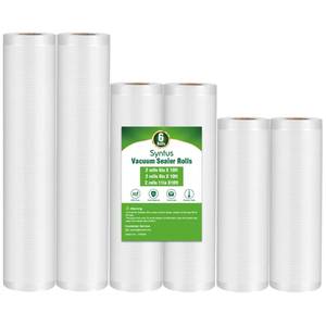 lot 10441 image: Syntus Vacuum Sealer Bags, 6 Pack 11 x 10 and 8 x 10 and 6 x 10 Commercial Grade BPA Free Bag Rolls, Food Vac Bags for Storage, Meal Prep or Sous Vide