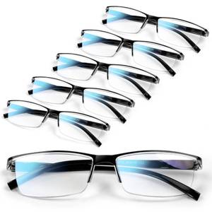 lot 10445 image: 6 pack Executive Style Reading Glasses Men - Durable Readers with 99% Blue Light Blocking - Comfortable Fit with TR90 Frames
