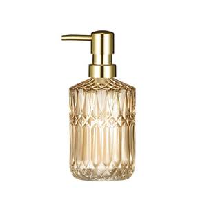 lot 10469 image: TISUZXCV Diamond Design 12 Oz Green Glass Soap Dispenser,Refillable Lotion Soap Dispenser for Bathroom, Kitchen, Hand Soap, Dish Soap,Shampoo, Ideal for Bathroom Countertop. (Clear Gold)