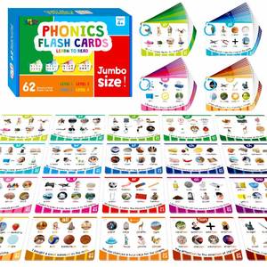 lot 10473 image: Phonics Flashcards, 120 Phonics 62 Double-Sided Cards - 20 Phonic Group Sets CVC, Digraph, Trigraph Blends Long Vowel Sounds, Early Educational Tool for Kids Ages 4-8 Years Old (4 Plastic Rings)