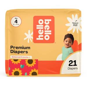 lot 11421 image: Hello Bello Diapers, Size 4 (22-37 lbs) Flower Child, 21 Count of Premium Disposable Baby Diapers, Hypoallergenic with Soft, Cloth-Like Feel