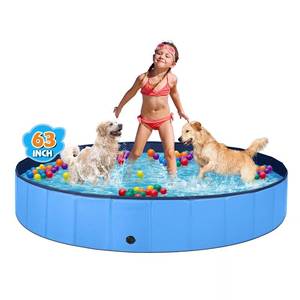 lot 11422 image: Jecoo Dog Pool for Large Dogs Kiddie Pool Hard Plastic Foldable Dog Bathing Tub Portable Outside Kids Swimming for Pets and Dogs Outdoor Backyard
