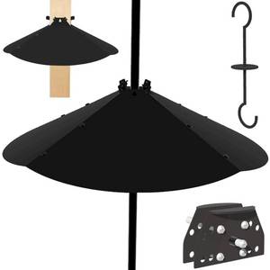 lot 11430 image: PirateAnt 24 Inch Metal Squirrel Baffle��Adjustable Opening Size Squirrel Baffle for Up to 4x4 Wide Wooden Post,Squirrel Baffle for Bird Feeders Without Removing Bird Feeder Poles Or Shepherds Hooks.