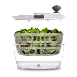 lot 11435 image: BINO  Salad Spinner - 4.2 Qt  Large Manual Lettuce Spinner with Secure Lid Lock & Built-in Draining System  Salad Spinner with Salad Bowl  Fruit & Vegetable Basket Colander  Kitchen Gadgets