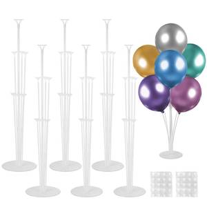 lot 11443 image: Voircoloria 6 Sets Balloon Stand Kits, Balloon Sticks with Base for Table Centerpieces Graduation Birthday Baby Shower Gender Reveal Party Decorations