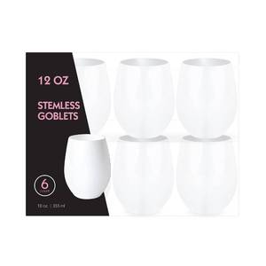 lot 11444 image: PLASTICPRO 12 Pack White Plastic Wine Glasses Stemless Disposable 12 oz BPA Free Shatterproof Plastic Wine Cups Wine Glasses for Parties
