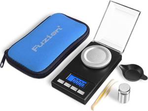 lot 12155 image: Fuzion Milligram Scale 50g0.001g, Portable Jewelry Scale .001 Gram Accuracy, Mg Scale, Powder Scale, Microgram Scale, Milligram Scale for Powder with TrayTweezersCalibration Weight