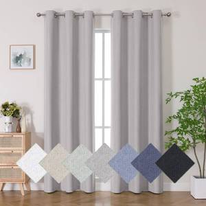 lot 12160 image: Aiyufneg Light Gray 100% Blackout Curtains 84 Inches Long for Bedroom, Morden Textured Drapes for Living Room, Thermal Insulated Full Light Blocking Curtains, Grommet Top Curtains 2 Panels