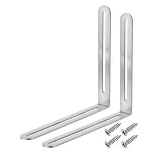 lot 12172 image: uxcell 6Pcs Adjustable L-Shape Corner Brace with Slot, 7.87 x 6.5 Inch Stainless Steel Slotted Right Angle Corner Bracket with Screws for Wooden Furniture Cabinet, Silver