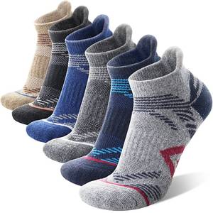 lot 12175 image: ANTSANG Merino Wool Ankle Hiking Socks Compression Warm Thermal Thick Cushion Winter Running No Show Moisture Wicking Socks Gifts Stocking Stuffers for Women Men 6 Pairs(Dark Mixed,L)