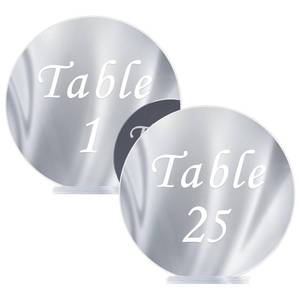 lot 12198 image: Hanna Roberts Clear orbicular Table Numbers for Weddings, 6 Inch orbicular Acrylic Table Numbers 1-25 with Acrylic Stands for Centerpieces, Weddings, Parties, Events