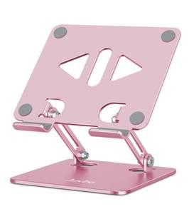 lot 12207 image: Aoviho Tablet Stand Holder for Desk, Adjustable Desktop Tablet Holder, Foldable Aluminum Tablet Mount for iPad pro 12.9, iPad Air Mini, Samsung Galaxy Tabs Z Fold Kindle Fire,4-12 inch, Rose Gold