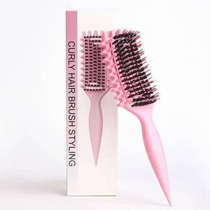 lot 12209 image: Curly Hair Brush Defining, Vented Curl Defining Brush for Effortlessly Detangling Shaping and Styling Womens Mens Curls on All Wet or Dry Hair Types, Reduces Frizz (Pink 1PC)