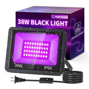 lot 12213 image: 38W LED Black Lights IP66 Waterproof Black Light Outdoor with 5ft PlugSwitch,Flood Blacklight for Halloween Glow in The Dark Party Stage Light Neon Glow Birthday 1 Pack