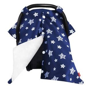 lot 12215 image: Moonsea Baby Carseat Canopy Nursing Cover, Car Seat Canopy for Girls or Boys, Navy Star Print Infant Car Seat Canopy with Soft Minky Fabric Back, for Breastfeeding Moms