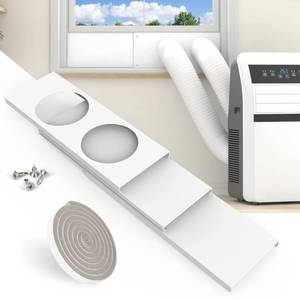 lot 12226 image: Memrita Dual Hose Portable Air Conditioner Window Seal Kit, 5.9 Diameter Adjustable Window Vent Kit with Foam Seal Strip for Sliding and Hung Windows