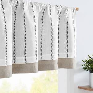 lot 12236 image: jinchan Nautical Valance Striped Linen Curtain 16 Inch Farmhouse Room Darkening Kitchen Valance for Living Room Window Double Layer Blackout Window Pinstripe 1 Panel Black on White