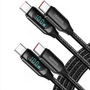 lot 12245 image: toocki USB C to Cable, 100W Charge Cable Fast Charging Type with LED Display, 480Mbps Nylon Braided for iPhone 15 Pro Max Galaxy iPad MacBook Black