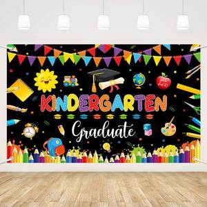 lot 12270 image: MEHOFOND Preschool Kindergarten Graduate Backdrop Congrats Grad Party Decoration 2025 Pre-k Graduate Party Banner Class of 2025 Kids Graduation Background Banner Photo Props