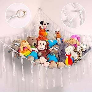 lot 12276 image: ABBY BABY Large Stuffed Animal Hammock Corner - Stuffed Animal Storage - 100% Natural Cotton Macrame Stuffed Animal Net - Stuff Animal Organizer - Net For Stuffed Animals Corner Large-Beige