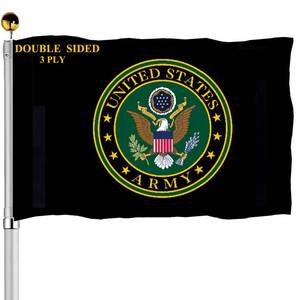 lot 12277 image: US Army Crest Emblem Flags 3x5 Outdoor Double Sided- Army Green Crest Military Flag 3 Ply Heavy Duty with 2 Brass Grommets for Outside Oudoor