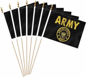lot 12278 image: LUSEOAN 20 Pack US Army Gold Crest Mini Stick Flags Small Miniature Handheld Military Flags Decorations,5x8 Inch
