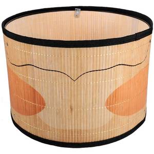 lot 12279 image: Uonlytech Drum Lamp Shade, E26E27 Vintage Bamboo Lampshade Boho Chandelier Light Cover Replaceable Accessories for Pendant Floor Tables Lamps, 30X20CM