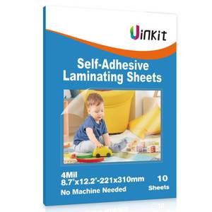 lot 12284 image: Uinkit Self-Adhesive Laminating Sheets, 4Mil 10 PCS 8.7 x 12.2 Inches Clear Self Sealing Laminating Sheets, Suitable for 8.5x11 inches Letter Size, No Machine Needed