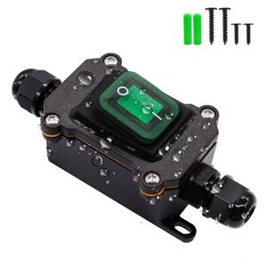 lot 12287 image: IP67 Waterproof Direct Insertion Power Cord Switch, Outdoor onOff Toggle Switch 16A250V 20A125V AC, with Green LED Button