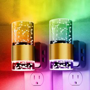 lot 12295 image: Night lights plug into wall, Color Changing Night Light with Rotatable Plug, Dusk to Dawn Light Sensor and Adjustable Brightness, Elegant Design Night Light for Kids Bedroom,Bathroom, 2 Pack