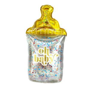 lot 12304 image: Packed Party  Oh Baby  Bottle Shaped Mylar Confetti Filled Balloon 6Pk