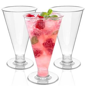 lot 13015 image: Zezzxu 40 Pack Disposable Plastic Martini Glasses - 6 oz Tall Dessert Cups with Spoons Reusable Cocktail Shooters for Party Cold Drinks, Champagne, Parfait, Appetizers