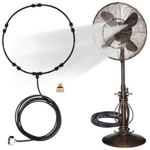 lot 14049 image: Outdoor Misting Fan Kit for a Cool Patio Breeze,Water Mister Spray for Cooling Outdoor,19.36FT (5.9M) Misting Line  5 Brass Mist Nozzles  a Brass Adapter(34) Fit to Any Outdoor Fan