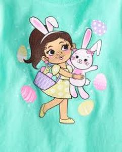 lot 10071 image: 5T Little Girls Easter Shirt, Cyan