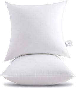 lot 1582 image: HITO 18x18 Pillow Inserts (Set of 2) - Down Alternative 100% Cotton Cover Decorative Square Throw Pillows White for Couch Bed Sofa