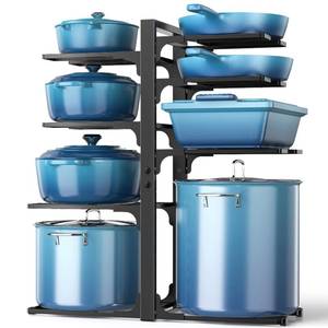 lot 1590 image: ORDORA Pots and Pans Organizer under Cabinet, 20.8 Height Heavy Duty 120LBS Pots Pans Organizer Rack for under Cabinet 8-Tier Adjustable for Big Stockpots, Dutch Oven, Cast-iron Pans, Heavy Cookware