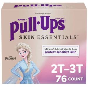 lot 1596 image: Pull-Ups Girls Skin Essentials Potty Training Pants, Training Underwear, 2T-3T (16-34 lbs), 76 Ct