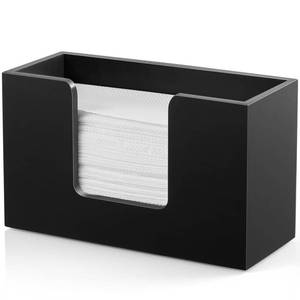 lot 1597 image: Paper Towel Dispenser Countertop, Wooden Bathroom Paper Towel Holder, Black Napkin Holder for Kitchen, Countertop Multifold C-Fold, Z-Fold, Trifold Paper Hand Towel Dispenser for Bathroom Toilet
