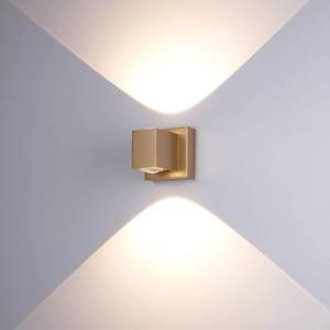 lot 1602 image: Tubicen Gold Wall Sconce 10W Bright LED Up Down Sconces Wall Lighting Dimmable Modern Indoor Gold Wall Light for Living Room Movie Theater Hallway Stairway 3000K Square Hardwired