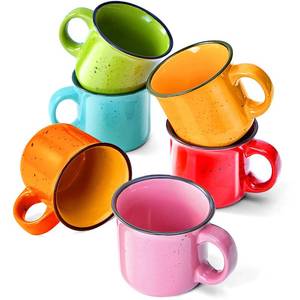 lot 1610 image: bestone Coffee Mugs Set of 6��16 oz Large Coffee Mugs, Ceramic Mugs with Handles,Coffee,Salad,Noodles etc Coffee Mugs, Cups for Coffee Cereal Latte ��Microwave & Dishwasher safe��Vibrant Colors